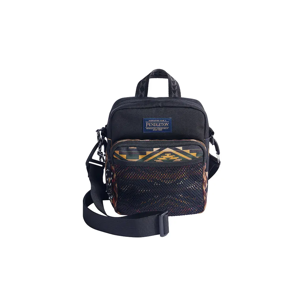 Pendleton TumAlo Men's Olive Crossbody Bag - Recycled Polyester Material, Adjustable Strap, Casual Wear, Zipper Closures, Multiple Pockets, Mesh Panel, Compartmentalized Design, Padded Main Compartment
