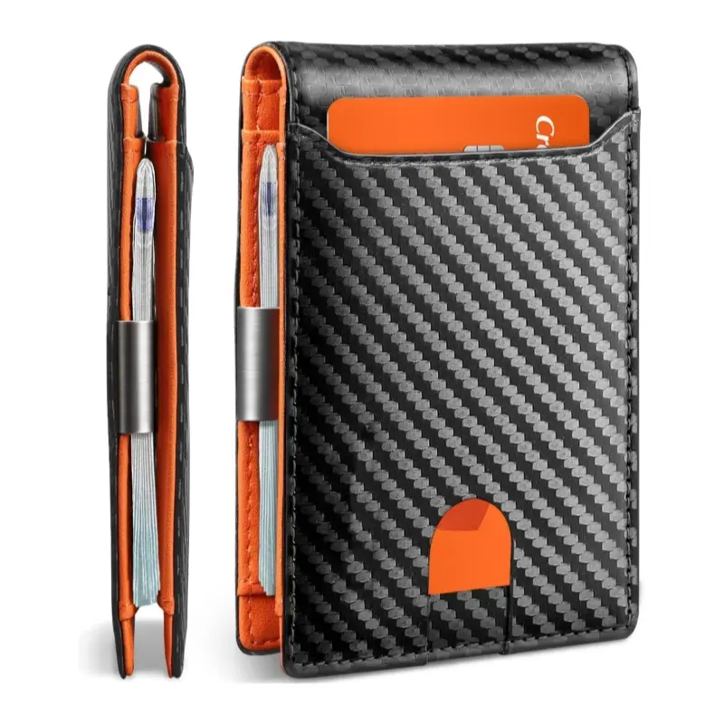 Men's Chic Casual Leather RFID Blocking Bifold Wallet - High-Capacity Card Holder with Cash Clip, Lightweight Waterproof, for Travel & Business, Gift Box Included