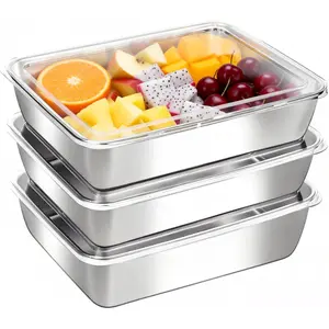 3 Pack Stainless Steel Food Storage Containers – Stackable Meal Prep Set