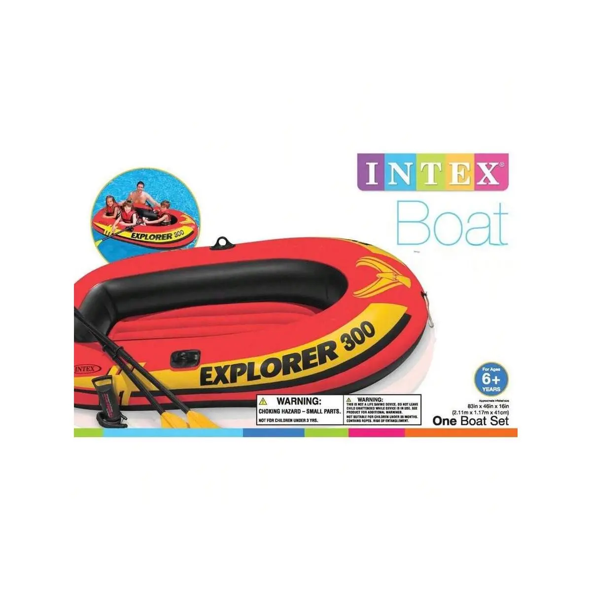 Compact Inflatable Fishing 3 Person Raft Boat W/ Pump & Oars