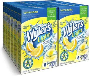 Wyler's Light Singles To Go Powder Packets, Water Drink Mix, Lemonade, 12 Boxes, 8 Servings per Box, 96 Total Servings