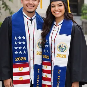 Binational Graduation Sash Salvador estados UNIDOs Scarf Stole Class of 2026
