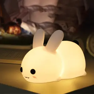 Pookie -Big Face Rabbit Night Light, Cute Bunny Gifts,Rechargeable Silicone Rabbit Lamp,Night Light Kawaii Room Decor Cute Gifts
