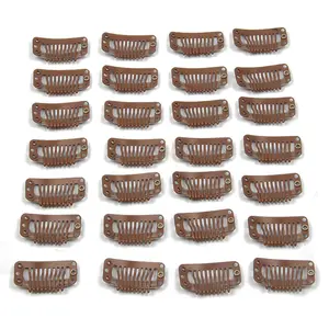 20count Metal Snap Clips for Hair Extensions DIY Clip in on Hair Extension Wigs 9 Teeth 32mm 1.2g/pc Black Brown Beige Color