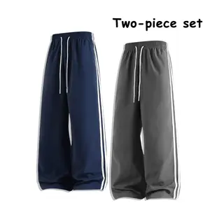 Men’s 2-Pack Track Pants with Side Stripes, Straight-Leg Workout Joggers for Gym and Lounging