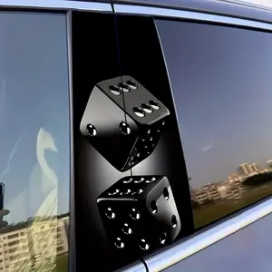 Matte Black Dice Decals 2 Pack Vinyl Car Stickers Car Vehicle Decoration Waterproof Scratch Proof Easy Install No Residue Adhesive for Auto Truck Metal Plastic and Glass Surface Decoration