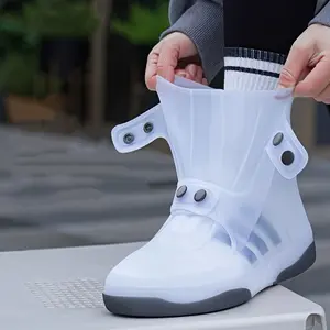 Durable Rubber Slip-Resistant Sneaker Boots with Button Closure & Arch Support - Easy-On/Easy-Off Design, -Slip Traction, Cushioned Insole, White & Black Boots for Men & Women, School, Casual Wear - Easy to Clean & Washable
