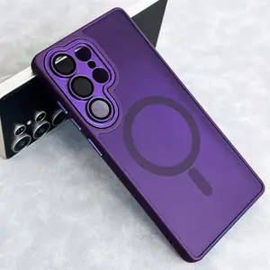 Magnetic Smartphone Case Casing That Works with Galaxy S26, S25, S24, S23 Ultra, S25FE, S25Edge, Plus, And Is Also Compatible with Samsung A56, A17, A36, A16, A26. It Features a Luxurious Frosted Hard Back And Protective Glass Lens Protection Cover
