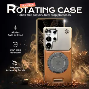 Premium Leather MagSafe Samsung Galaxy Case with 360° Ring Stand