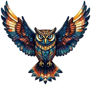 Colorful Owl Car Decal – Tribal Style Vibrant Owl Sticker – Wildlife Animal Vinyl Decal for Car Window, Laptop, Bumper – Boho Hippie Forest Bird Art Decoration. Car Exterior Owl Decoration