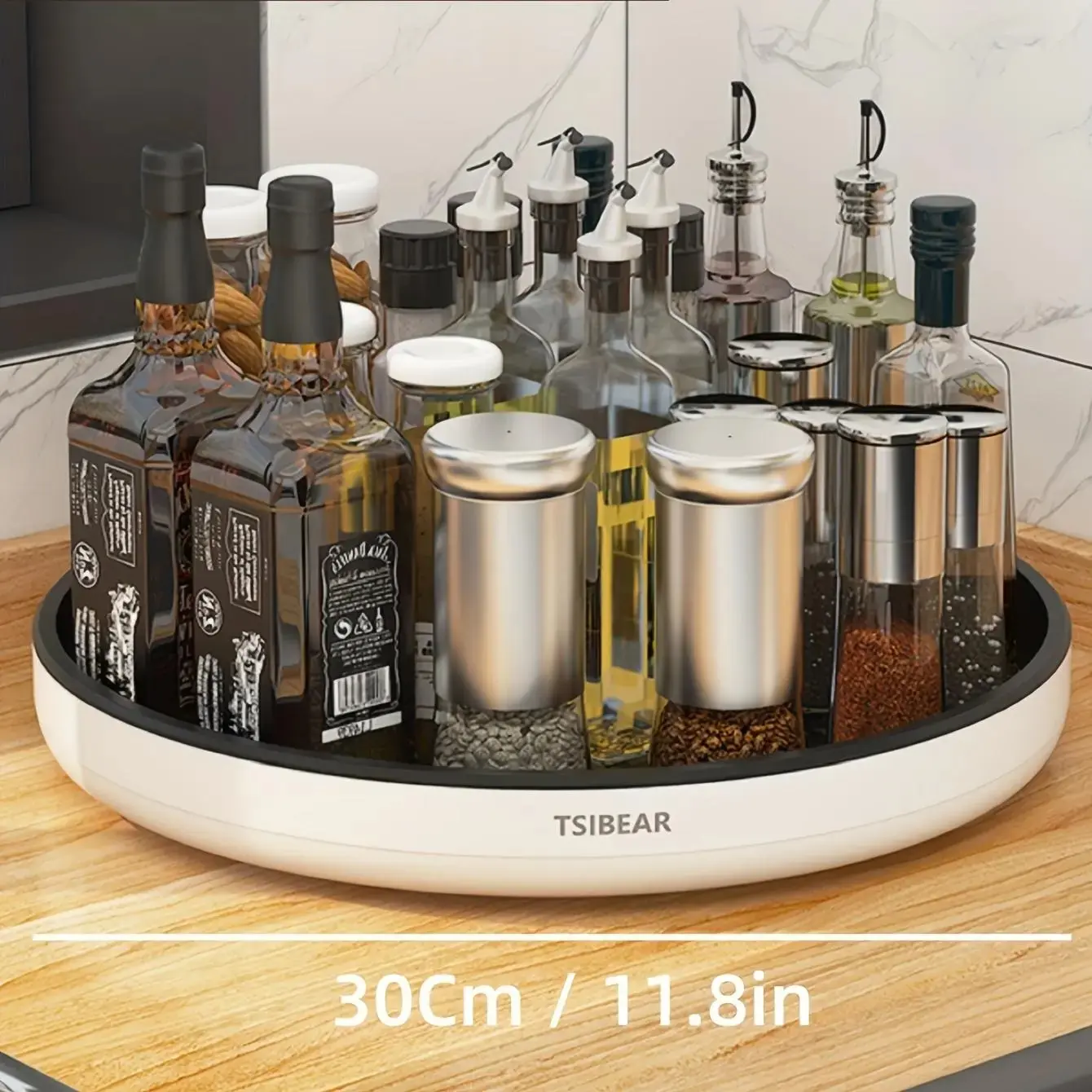 360° Rotation Home Supplies Organizer - Organizing Kitchen Bottle Holder, 1 Multi-functional Kitchen Cabinet Storage Rack for Seasoning, Oil, Salt, Sauce, Vinegar Bottles