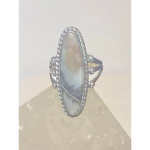 Long agate ring size 6.25 southwest Navajo sterling silver women
