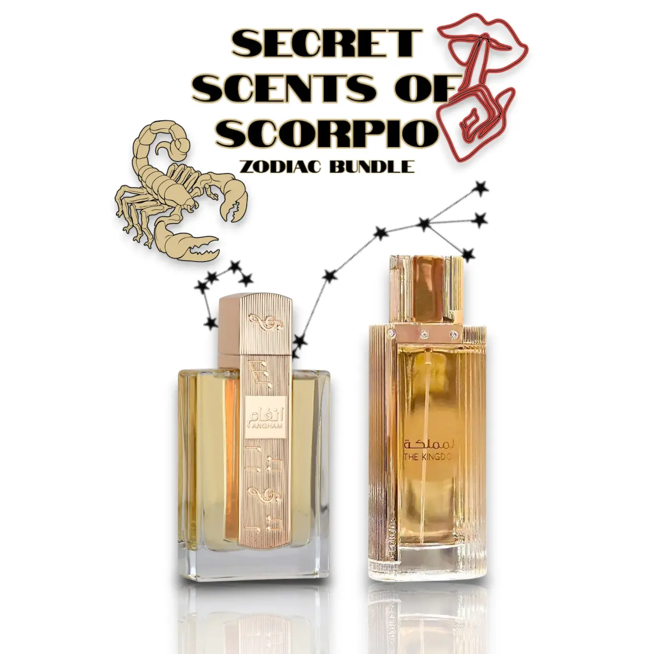 Secret Scents of SCORPIO Zodiac Female Gift Set EDP, Angham + The Kingdom Eau De Parfum Spray, 100 ML-3.4 oz Women's Fragrance with Floral Bergamot, Sweet Vanilla & Musk Gourmand Scent