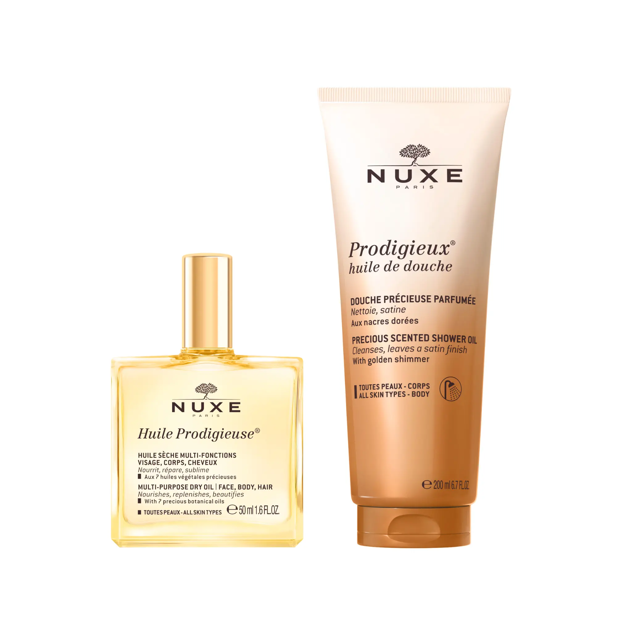 NUXE Huile Prodigieuse Body Care Duo – Multi-Purpose Dry Oil & Shower Oil