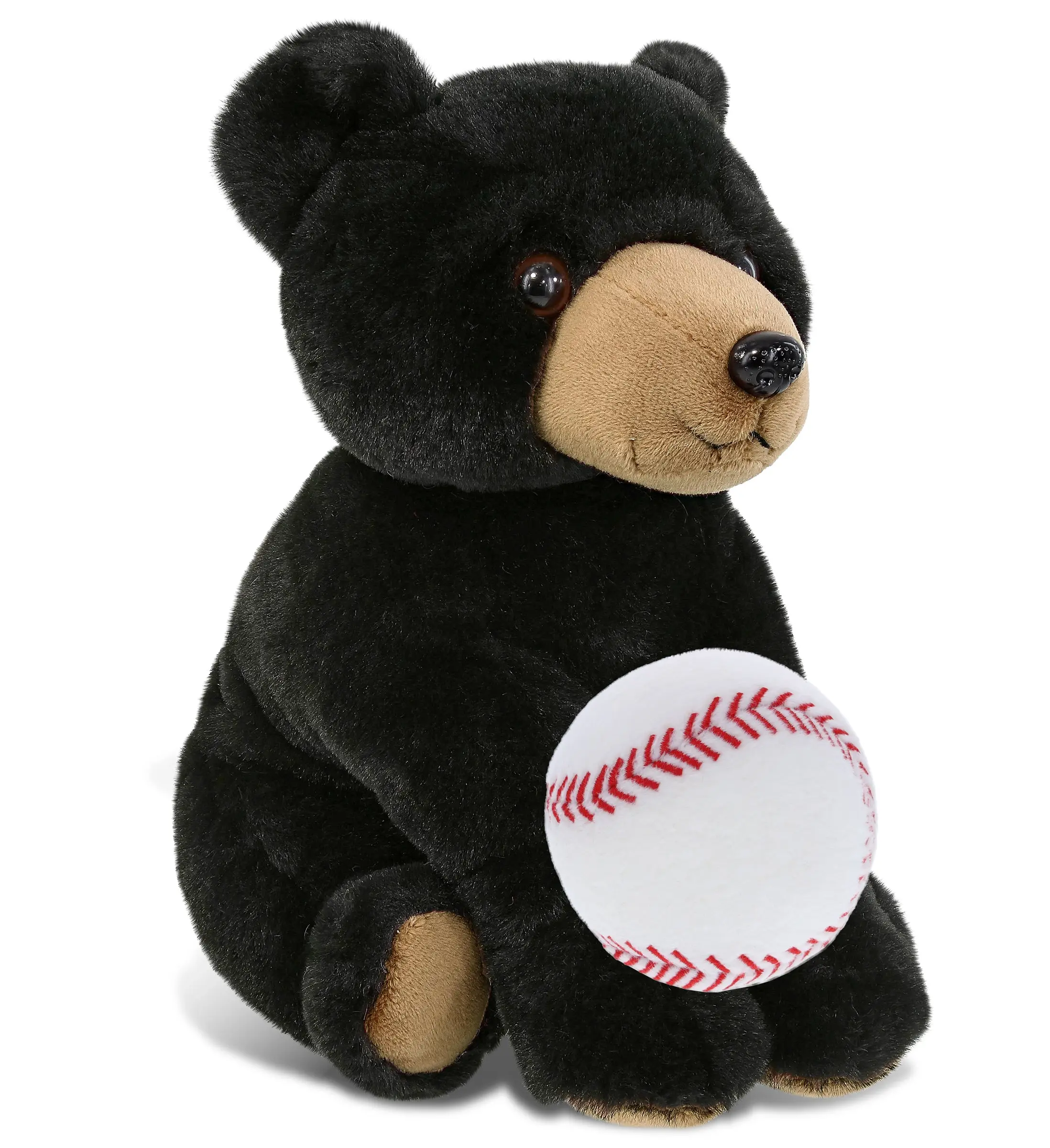 DOLLIBU Unisex 9" Super-Soft Floppy Polyester Black Bear Stuffed Toy with Baseball Accent, Custom Name Imprint