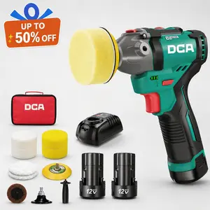 【250th Independence Day Promotion】5-year warranty DCA 12V Cordless Polisher 14-Piece Kit, 2 x 2.0Ah Batteries, 3-inch Car Polisher & 2-inch Sander, 2-Speed (2800-8300 RPM), for Auto Detailing, Waxing, Floor/Metal/Wood/Tile Polishing