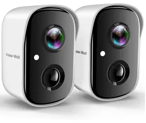 Vision Well Home/Outdoor Wireless Security Camera with AI Siren, Color Night Vision, Two-Way Talk and SD/Cloud - 2-Pack