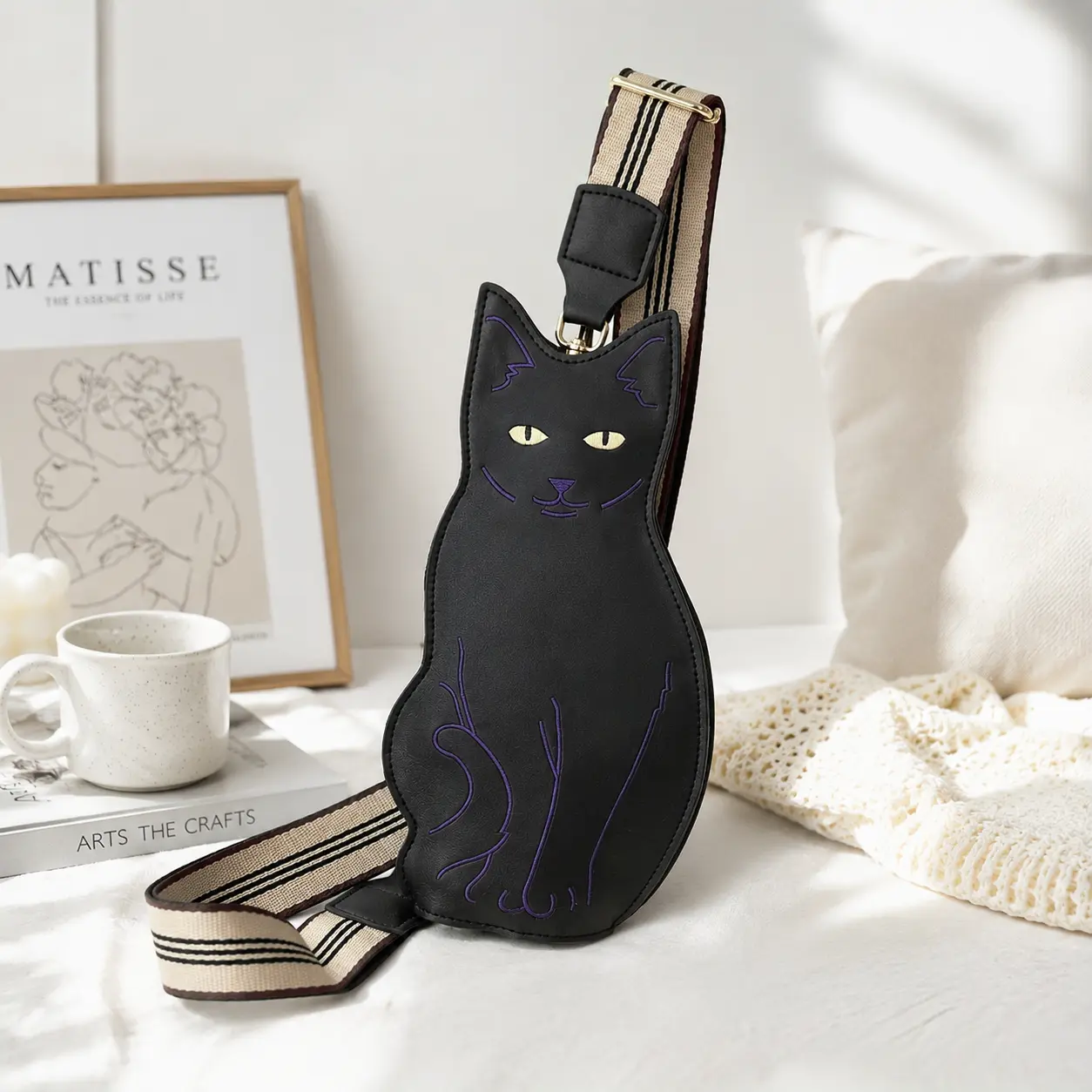 Trendy Cat Silhouette Bag - Cute Black Cat Shoulder Bag for Women, Lightweight & Functional for Daily Essentials