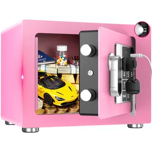 [Gift For Love] ACTIGER 1.5 Smart Digital Safe Box for Gift, Home, Office, Drawer Security Lock Box With LED Light, Alarm System, Keypad, Ideal for Money, Passports, Jewelry,Pink,White,Black, Hidden Closet,summerwins
