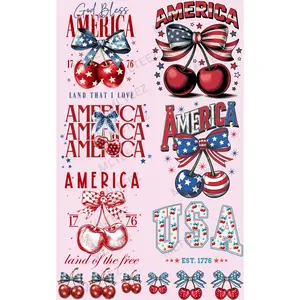 GOD BLESS AMERICA (CHERRIES) PREMADE GANGSHEET  - 22X36  DTF TRANSFERS - DIRECT TO FILM