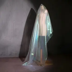 1 Roll (1m/3m) 150cm Wide Rainbow Glitter Laser Net Fabric, Gradual Transparent Mesh for Stage Performance, Clothing Decoration, Wedding Dress, Fashion Fabric Mesh