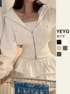 Korean - style Ins - inspired Fashionable, Loose - fitting and Slim - flattering Hoodie Sweatshirts - a New Style for Spring and Autumn with Double - zipper Pockets, Women's Top