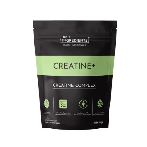Just Ingredients Creatine - 30 Servings - Supports Muscle Recovery, Energy, Strength, and Cognitive Function - 5g Creatine Monohydrate Per Serving - Real Food Ingredients