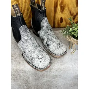 Men's Cowhide Black/White Ankle Boot