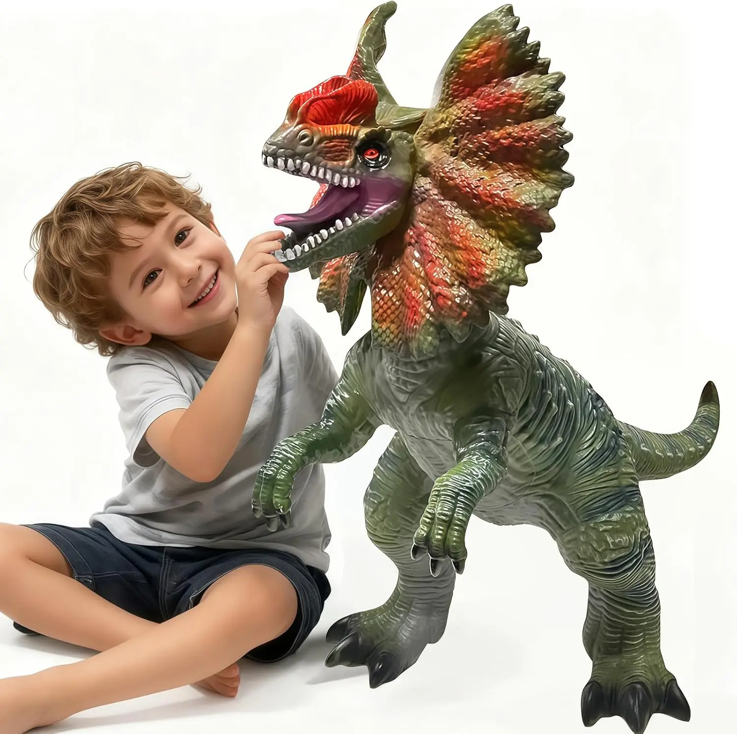 Large Dinosaur Toys- 29" Dilophosaurus Soft Dinosaur Toys for Kids 3-5, Big Inflatable Dino for Boys Girls, Toddler Party Favors Birthday Gifts