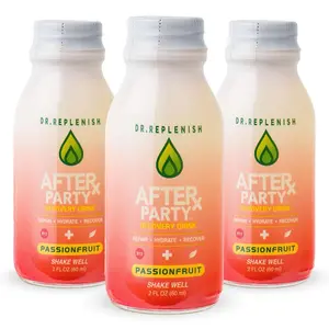 Dr. Replenish AfterParty | Passionfruit Shot with Turmeric, Ginseng, B-Vitamins & Glutathione | Hangover Relief | 2 fl oz (3-Pack)