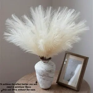5pcs Pampas Grass Artificial Reed Decor, Fake Indoor Plants, Natural Elegant Simulated Texture, Window Display Wedding Party Decoration, Cafe Living Room Bedroom Flower Arrangement, Indoor Faux Plant