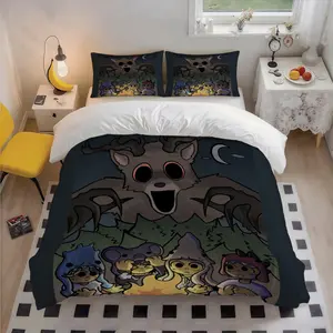 3pcs 99 Nights in Forest Night talk patterned bedding set, Bedroom Bedding Set, Duvet Cover Sets, Duvet Cover and pillowcases, multi-color printing, for all seasons, ideal for home and guest rooms, 1 Duvet Cover + 2 Pillowcases (No Insert)