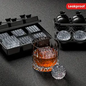 Stackable Leakproof Easy-Release Silicone Ice Cube Tray with Funnel for Whiskey & Drinks - Perfect for Parties & Home Use
