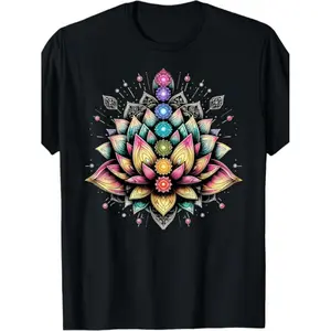 Chakra for Lotus Flower Spiritual Yoga Lover T Shirt Comfortable Graphic Print Shirt All-Season for Everyday & Outdoor Activities, PLUS SIZE
