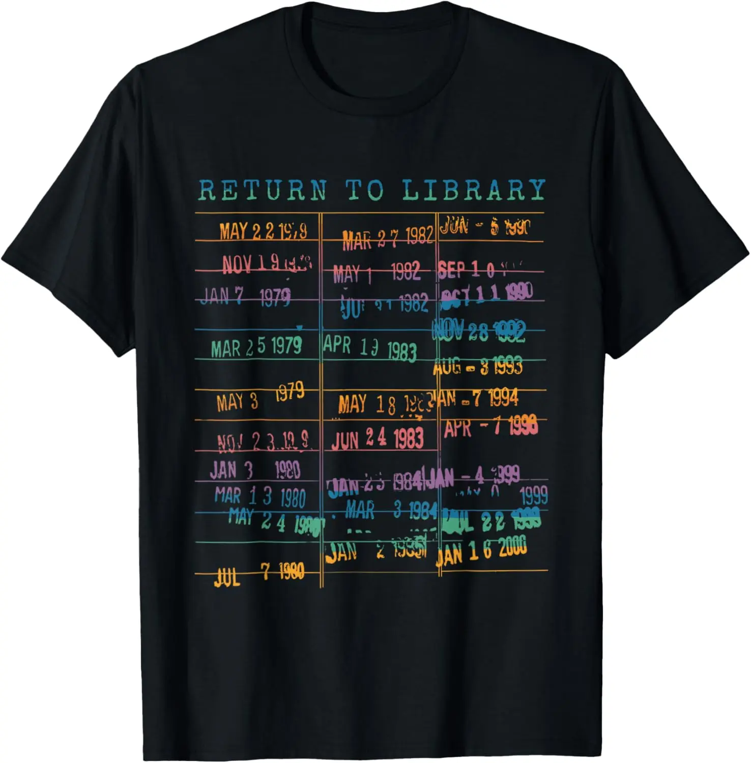 Women's Vintage Graphic T-Shirt, Casual 100% Cotton Short Sleeve Top with a Distressed Bookish Library Card Print for Everyday Wear