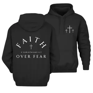 Faith Over Fear Hoodie – Christian Bible Verse Pullover, Inspirational Unisex Sweatshirt, Cozy Casual Faith Wear For Men & Women