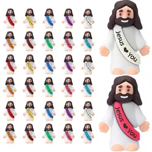 Jesus Love You Figurines - 30 Pcs Mini Rubber Toys for Easter, Christmas Gifts, Sunday School, Baptism & Party Favors (Vibrant Colors, Original Design) Decorative Figures Luminous