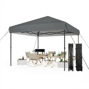 Garvee Heavy Duty 10x10 ft Pop Up Canopy Tent with Waterproof Cover, Adjustable Heights, Sturdy Metal Frame, Easy Setup, and Wheeled Carry Bag for Outdoor Events, Parties, Camping, and Backyard Use in Grey