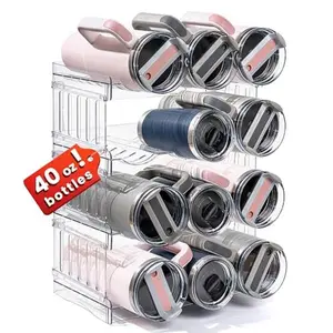Water Bottle Organizer for Stanley 40 oz Tumbler with Handle - Pantry Kitchen Storage Organizers for Stanley Cup Accessories, Stackable Water Bottle Holder Wine Rack Gifts (4 Pack)