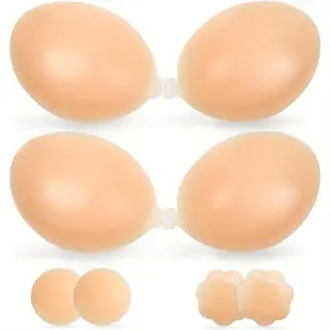 Adhesive chest patch, adhesive strapless bra, reusable lifting bra, invisible silicone bra with breast patch.