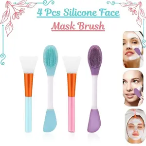 4PCS Silicone Face Mask Applicator Brushes – Reusable Facial Brush Tool for Applying Skincare Mask, Lotion, Gel, Cream & Cosmetic Foundation