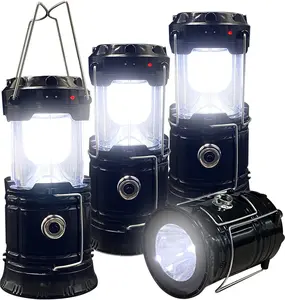 4-Pack Collapsible Camping Lantern  Solar USB Rechargeable Portable Lightweight Waterproof LED Flashlight Survival Kits for Indoor Outdoor Home Emergency Light Power Outages Hiking Hurricane outdoorfun
