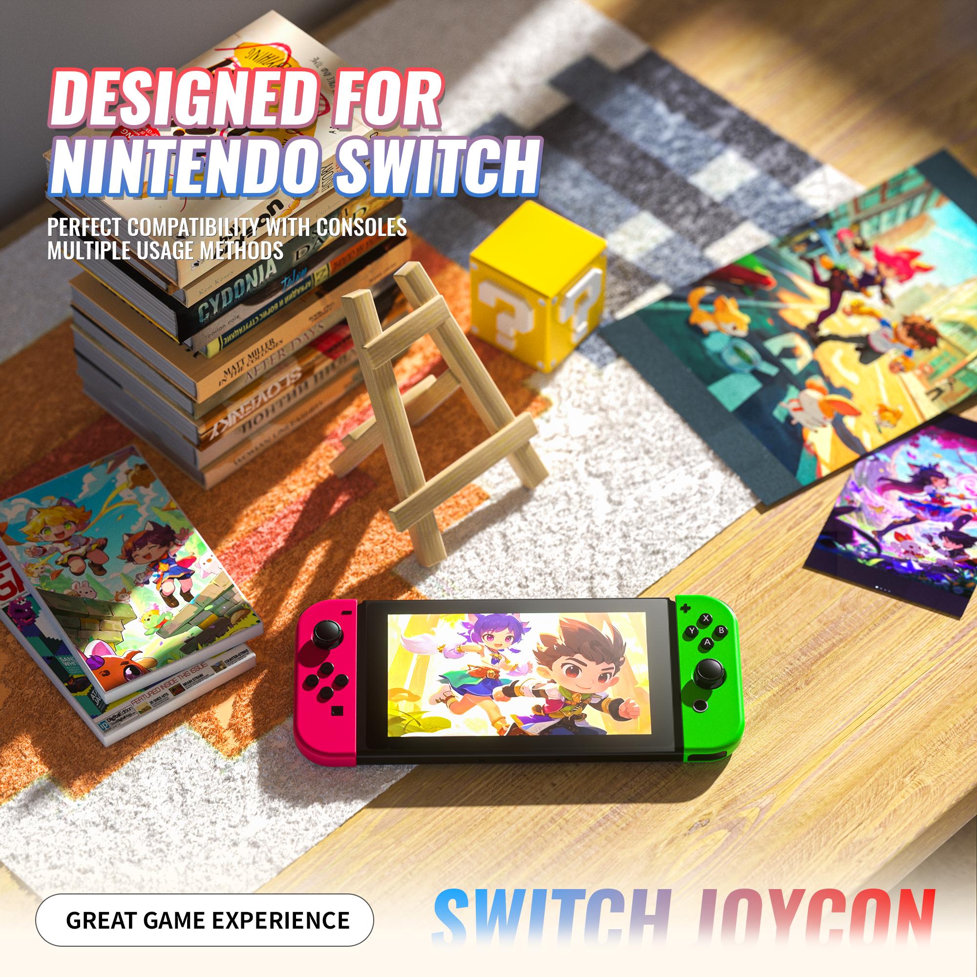 Switch Controller Set for Nintendo Switch 1/2/OLED/Lite Wireless Replacement Gamepad with Dual Vibration Motion Control 6-Axis Gyro & Wake-Up Function