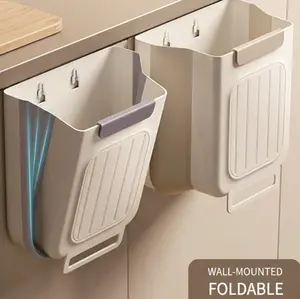 Foldable Kitchen Trash Can, 1 Count Hanging Garbage Storage Bucket, Space-saving Kitchen Accessory for Home touchless trash  Duty  Garbage Can Touchless Slim  Trash Can commercial Set cleaning organizer bins