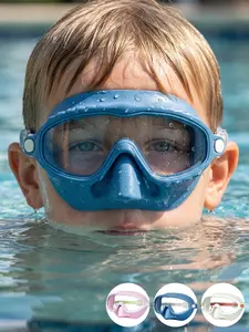 2026 Kids Swim Goggles, Swimming Goggles with Nose Cover, Earplugs, Waterproof Anti-Fog UV Protection Wide Frame, Soft Silicone No Leak, Adjustable Buckle Easy On Off, for Boys Girls 5-12 Pool Beach Water Sports