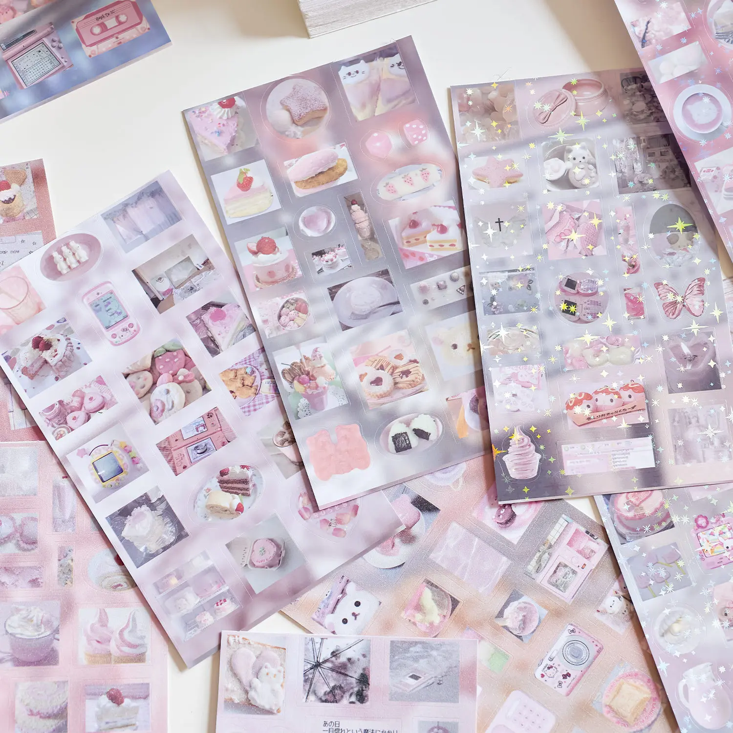 Cute Cut Film Sticker Book, Vintage Style Food Theme Stickers Album, 20 Sheets, Perfect for Scrapbooking, Scrapbook Materials, DIY Projects, DIY Sticker Paper and Sticker Packs