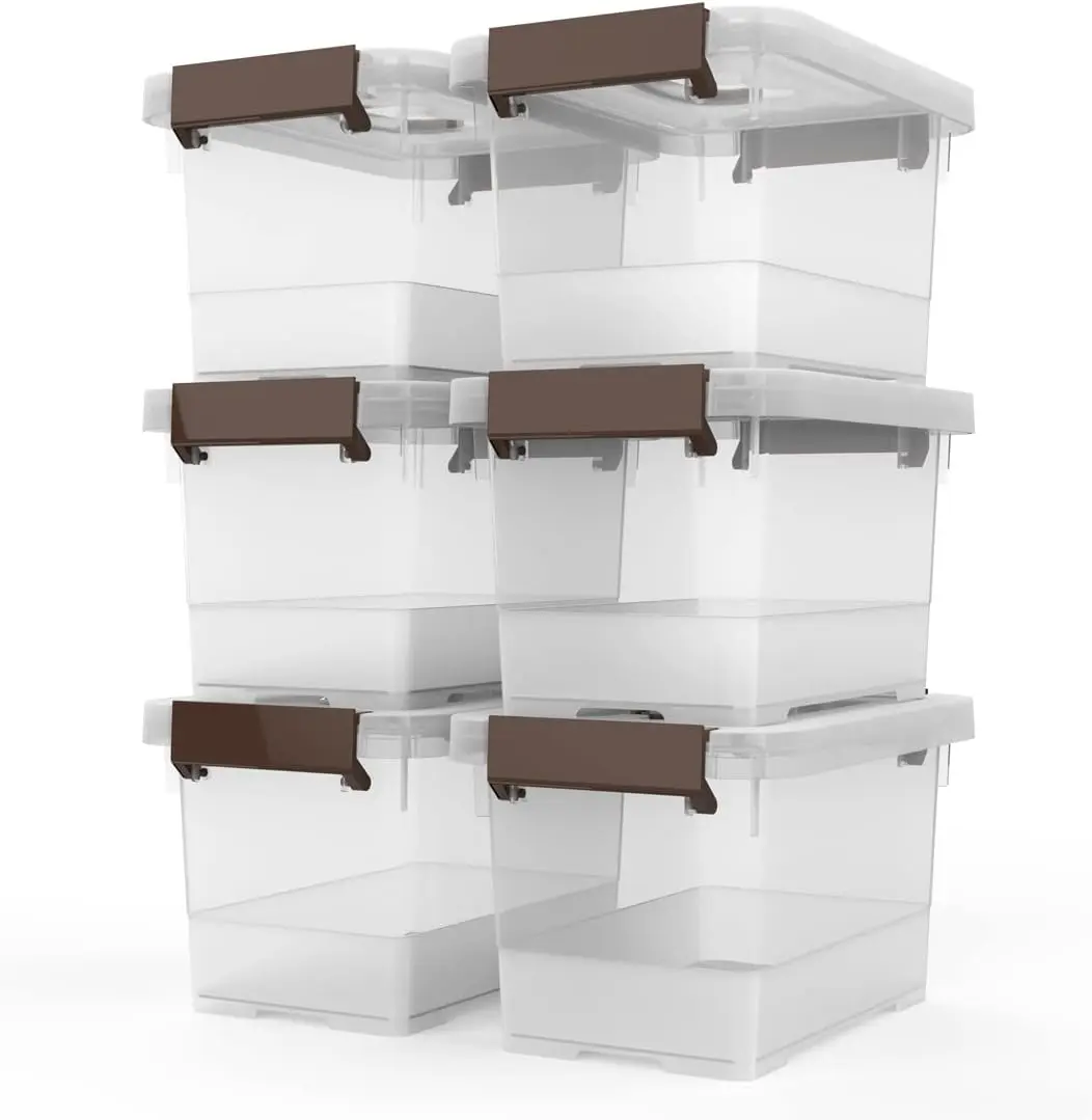 WYT 6-Pack Clear Storage Boxes with Lids, 3.5-Quart Organizer Bins with Latching Handles