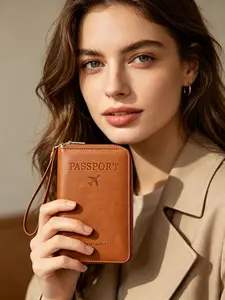 Minimalist Leather Zippered Phone Wallet, Sleek Wristlet Clutch with Phone Holder & Card Slots, Modern All-in-One Bag for Women, Daily Use & Gift