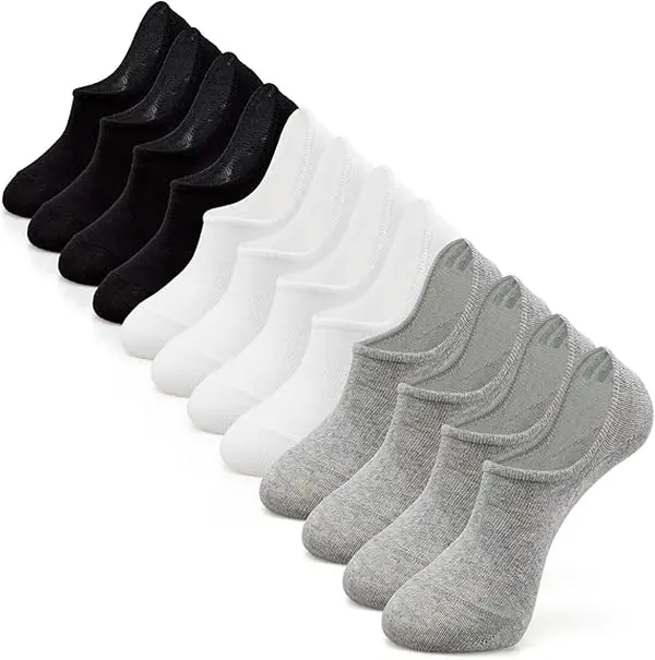 Men's 5 PCS Cotton Anti-Slip Low-Cut No-Show Socks with Low-Cut Toe, One Size, Machine Washable for Casual & Formal Wear