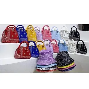 Stylish Bandanna design Bucket Hats and Handbag set